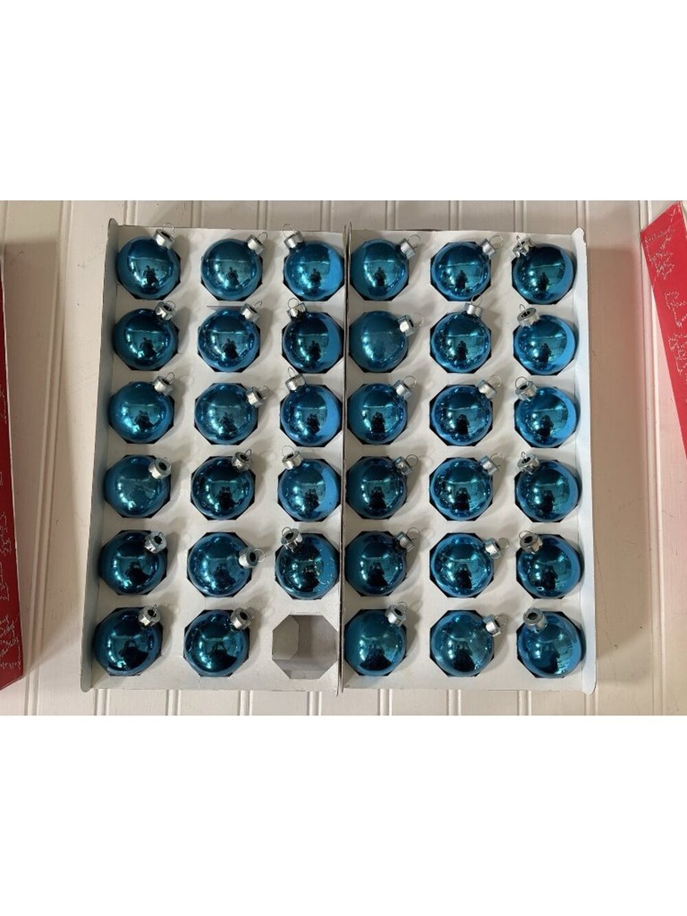 Vintage Holly Brand Blue Glass Christmas Ornaments 35 Total